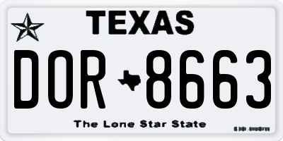 TX license plate DOR8663