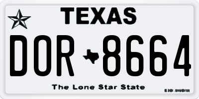 TX license plate DOR8664