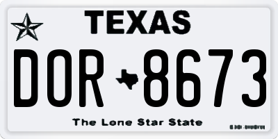 TX license plate DOR8673