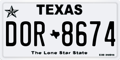 TX license plate DOR8674