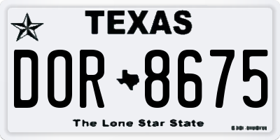 TX license plate DOR8675