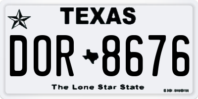 TX license plate DOR8676