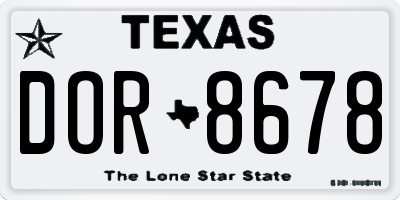 TX license plate DOR8678