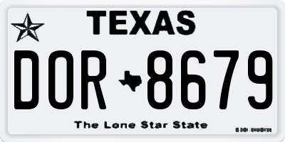 TX license plate DOR8679