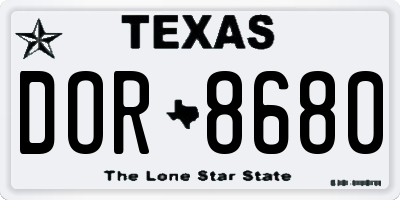 TX license plate DOR8680