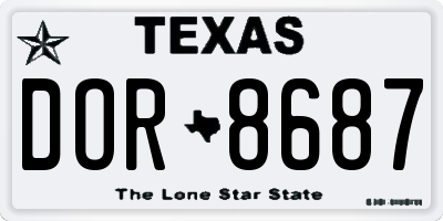 TX license plate DOR8687