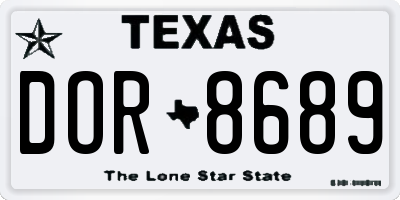 TX license plate DOR8689