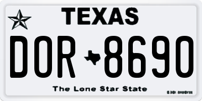 TX license plate DOR8690