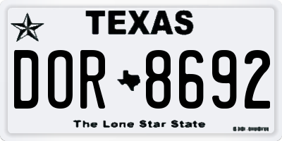TX license plate DOR8692