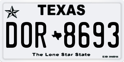 TX license plate DOR8693