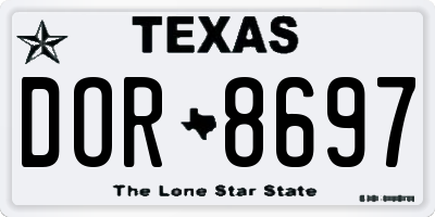 TX license plate DOR8697