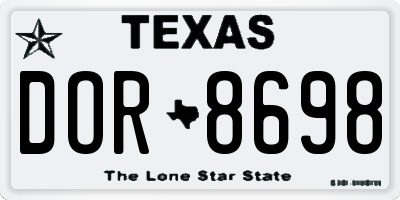 TX license plate DOR8698