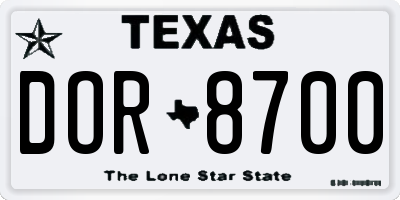 TX license plate DOR8700