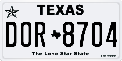TX license plate DOR8704