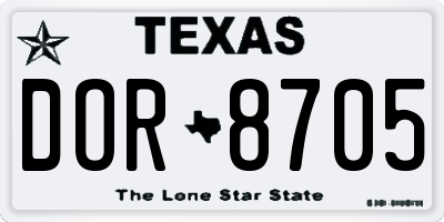 TX license plate DOR8705