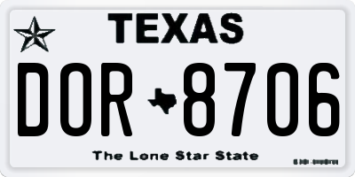 TX license plate DOR8706
