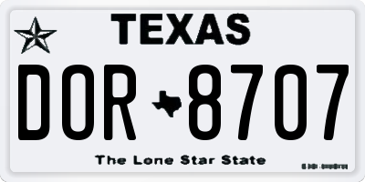 TX license plate DOR8707