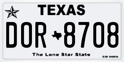 TX license plate DOR8708