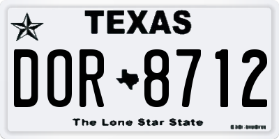 TX license plate DOR8712