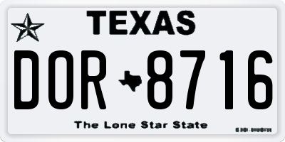 TX license plate DOR8716