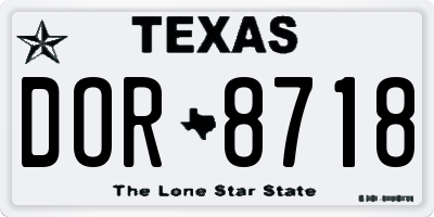 TX license plate DOR8718