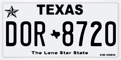 TX license plate DOR8720