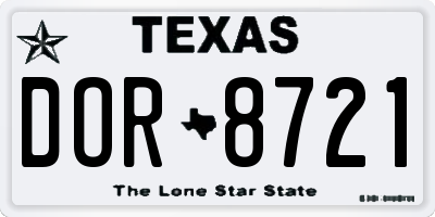 TX license plate DOR8721