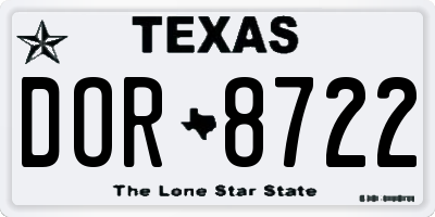 TX license plate DOR8722
