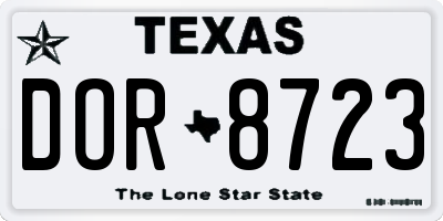TX license plate DOR8723
