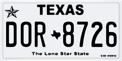 TX license plate DOR8726