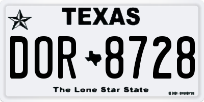 TX license plate DOR8728