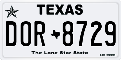 TX license plate DOR8729