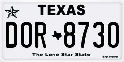 TX license plate DOR8730