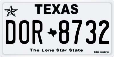 TX license plate DOR8732