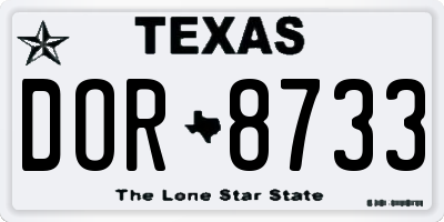 TX license plate DOR8733