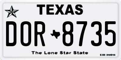 TX license plate DOR8735