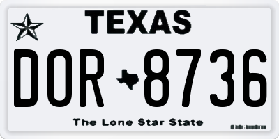 TX license plate DOR8736
