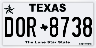 TX license plate DOR8738