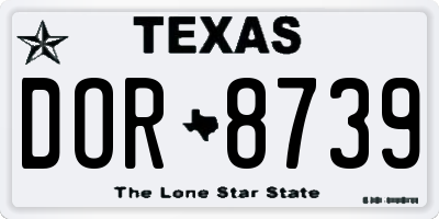 TX license plate DOR8739