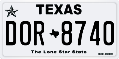 TX license plate DOR8740