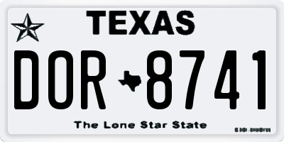TX license plate DOR8741