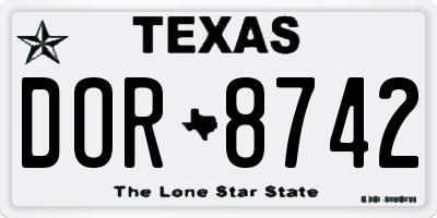 TX license plate DOR8742