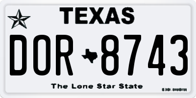 TX license plate DOR8743