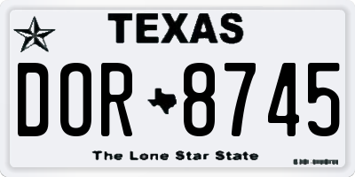 TX license plate DOR8745