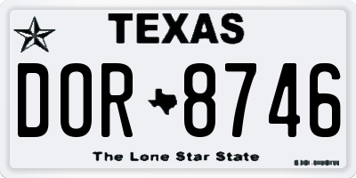 TX license plate DOR8746