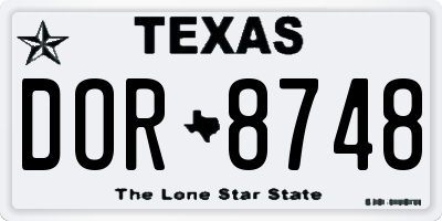 TX license plate DOR8748
