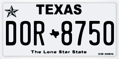 TX license plate DOR8750