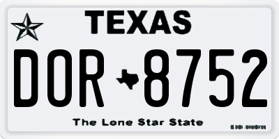 TX license plate DOR8752