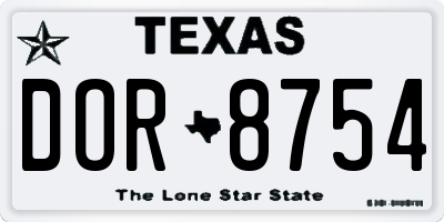 TX license plate DOR8754