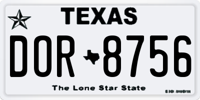 TX license plate DOR8756